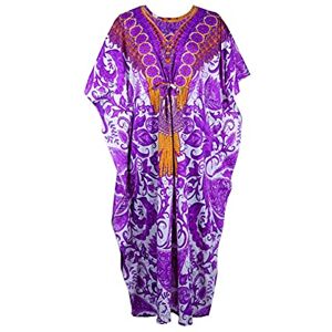 KIKLO New Women Girl Ladies Oversized Drawstring Maxi Kimono Caftans -Tunic Kaftan Dress Free Size (One Size, PU Flower Necklace DS)