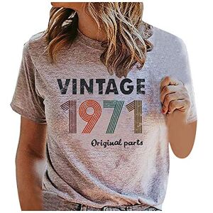 Summer Tops For Women Uk 0307a39395 Blouses for Women Dressy Casual Summer Tops UK Plus Size Print Short Sleeve T-Shirt Top Crewneck Shirts 50Th Gift T Shirt 1971 Original Parts Tee Cute Tee Gray XXL Work Offiece Blouses