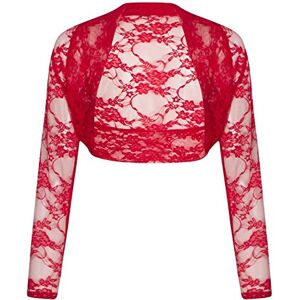 FASHION BOUTIQUE Ladies Womens Cropped Bolero Lace Shrug Plus Size UK 8-24 Red