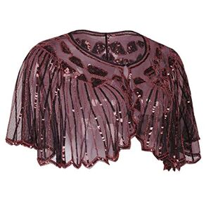 Clodeeu Women Sequin Flapper Cover up 1920s Shawl Bolero Cape Evening Beaded Blouse for Wedding Holiday Party