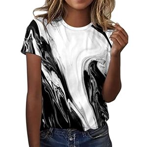 Generic Short Sleeve T Shirts for Women UK Crewneck Vintage Print Tops Ladies Summer Loose Fit Casual Blouse Dressy Going Out Tunics Black