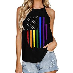 Generic041 Gay LGBT Pride Rainbow Flag Fashion Tank Top for Women Summer Crew Neck T Shirts Sleeveless Yoga Blouse Tee L