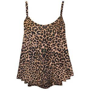 KAZ Ladies Vest Tops For Women Uk Ladies Summer Tops Cami Top Womens Vest Tops Plus Brown Leopard Print 8-10
