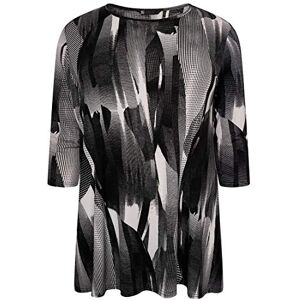 RPEAL Womens Plus Size Long Sleeve Round Neck Printed Swing Tunic (26-28) Black/Grey