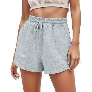 Yellsong Womens Summer Shorts Summer Pockets Casual Drawstring Elastic Shorts for Women Baggy Loose Shorts Loungewear Shorts Jogging Shorts Drawstring Elastic Waist Bermuda Casual Work Shorts Grey