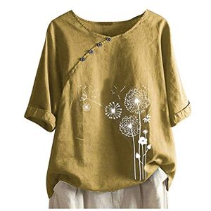 Summer Tops For Women Uk 0404b1411 Summer Tops Oversized Crew Neck Linen Tops for Women Elegant Short Sleeve Cotton Blend Tee Shirts Plus Size Tunic Blouse Tops UK Size 8-18 Sales Clearance