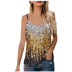 Funaloe Winter Sale Halloween Christmas Summer Fall Tops Clearance Women's Gradient Printed Sequin Tops for Women Plus Size Tank Tops Tops Glitter Party Strappy Vest Camis Crewneck Adjustable Sole Gold M UK Size Special Occasion Women's Tops, Tees & Blous