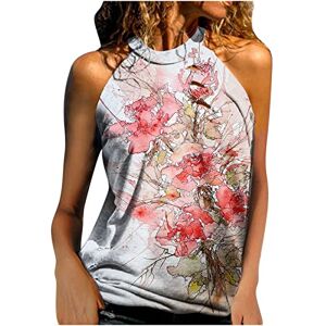 Women'S Clothing Clearance AMhomely Womens Tops Shirt Plus Size Sale Tops Fashion Casual Loose Strapless Printed Ladies Halter Neck Vest Tops Oversize Loose Tunic UK Size Elegant Twisted Sweatshirt for Ladies