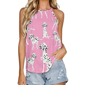 Generic041 Dalmatian Dogs Fashion Tank Top for Women Summer Crew Neck T Shirts Sleeveless Yoga Blouse Tee L