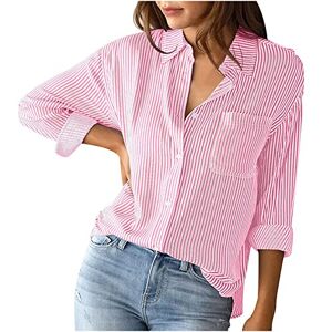 ⭐tops For Women Uk,230304a50760 Womens Long Sleeve Tops UK, Women Tops Casual, Exercise Tops Women Fashion Turndown Collar Button Print Blouse Shirt Collar Lapel Top Work Blouses Clearance Mothersday Gifts Pink