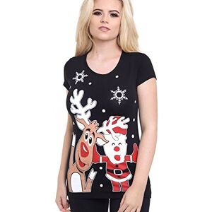 Miss Trendy Womens Ladies Christmas Glitter T Shirt Reindeer Santa Snowman Print Xmas Tops