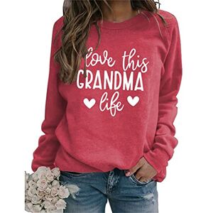 MLZHAN Women Love This Grandma Life Sweatshirts Roundneck Long Sleeve Hoodie Tops Aesthetic Grandma Gift Shirts (Red 2,XL,XL)