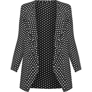 WearAll Womens Plus Size Polka Dot Long Sleeve Ladies Spot Print Cardigan Top - Black - 20