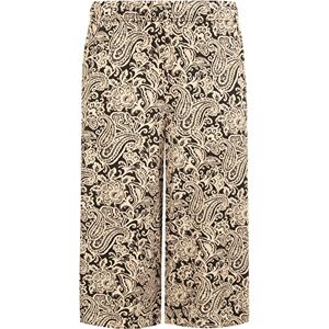 Unique GirlzWalk&#174; Womens Ladies Paisley Printed 3/4 Length Short Palazzo Trousers Casual Wide Leg Culottes Pants (Black Paisley, 8-10)