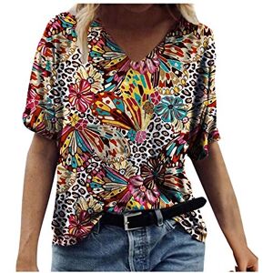 Janly Clearance Sale Women's Blouse, Fashion Ladies Summer Printed Short Sleeve Crew-Neck T-Shirt Casual Tee Tops, for Winter Christmas Valentine's Day Deals (Wine-3XL)