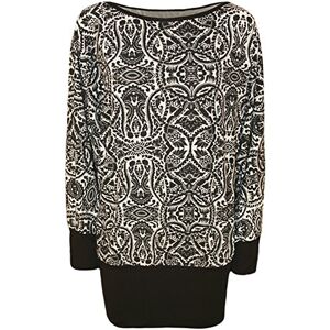 WearAll Womens Black White Celeb Checked Paisley Print Batwing Plus Size Ladies Top - Abstract - 26-28