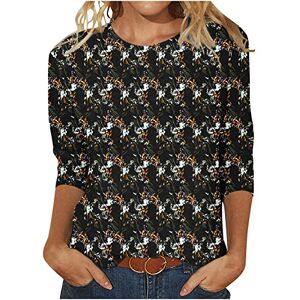 Amazon Essential Women Summer Tops Dressy 2023 Prime Day Deals My Orders Womens 3/4 Length Sleeve Tops UK Sale Clearance Casual Crewneck Floral Print Cute Tee Shirts Trendy Lightweight Loose Comfy Blouses Graphic Tunic Tees