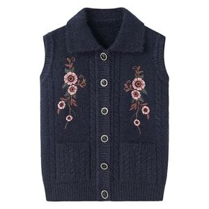 OFFSUM Women'S Knitted Vest - Middle Aged Elderly Classic Jacquard Vest Spring Autumn Solid Color Large Size Sleeveless Single Breasted Waistcoat,Blue,3Xl