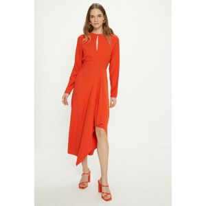 Oasis Petite Premium Crepe Waterfall Skirt Midi Dress Orange 6,16,14,8,12,10 female