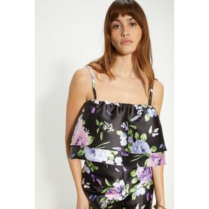 Oasis Satin Twill Frill Tiered Floral Crop Top Black 10,6,8,14,16,12 female