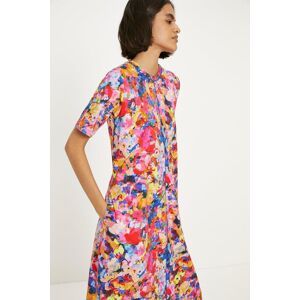 Oasis Cotton Bright Floral Seam Detail Midi Trapeze Dress Pink XS female