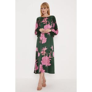 Oasis Large Floral Viscose Satin Midi Dress Green 8,10 female