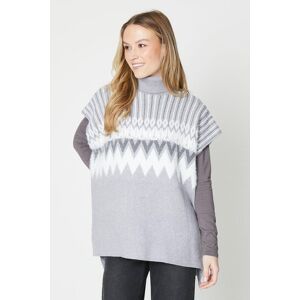 Oasis Fairisle Chunky Knit Roll Neck Tunicgrey Grey,Black XS,L,M,S female