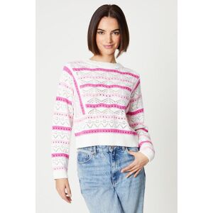 Oasis Pointelle Cut About Stripe Jumperpink Pink,Blue M,S,L female