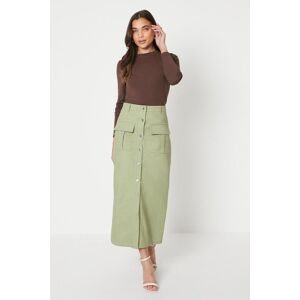 Oasis Petite Twill Pocket Button Through Maxi Skirt Sage 18,14,10,16,8,6,12 female