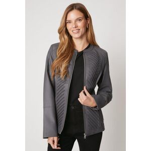 Wallis Womens Dark Grey Faux Leather Pleat Detail Jacket - Dark Grey - Size: 8