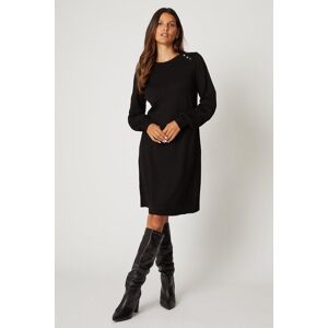 Wallis Womens Knitted Crew Neck Swing Dress - Black - Size: L