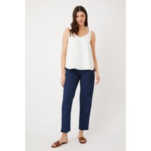 Wallis Womens Tapered Linen Look Trousers - Navy - Size: 16