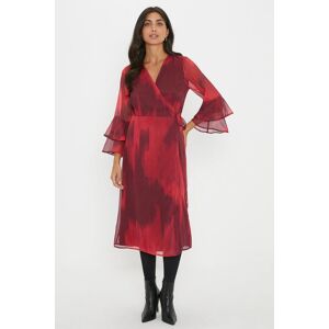 Wallis Womens Red Ombre Flute Sleeve Wrap Dress - Red - Size: 8