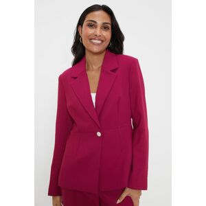 Wallis Womens Petite Button Detail Single Breasted Blazer - Berry - Size: 10