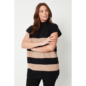 Wallis Womens Funnel Neck Stripe Tunic - Black - Size: M