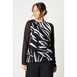 Wallis Womens Woven Sheer Insert Zebra Print Viscose Tee - Mono - Size: 8