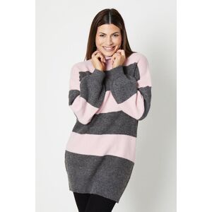 Wallis Womens Bold Stripe Roll Neck Tunic - Pink - Size: M