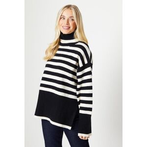 Wallis Womens Petite Roll Neck Stripe Tunic - Mono - Size: M