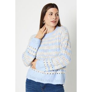 Wallis Womens Pointelle Stripe Stitch Detail Sweater - Blue - Size: L