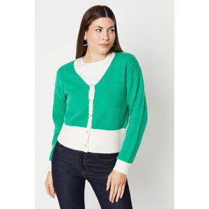 Wallis Womens Rope Stitch Detail Colour Block Cardigan - Green - Size: XL