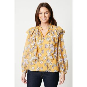 Wallis Womens Ruffle Top - Yellow - Size: 16