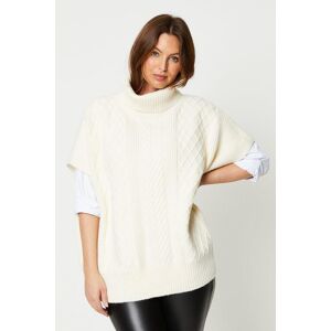 Wallis Womens Cable Chunky Knit Roll Neck Tunic - Ivory - Size: M/L