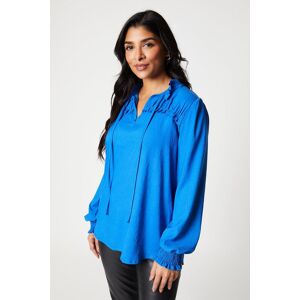 Wallis Womens Petite Frill Neck Blouse - Cobalt - Size: 8