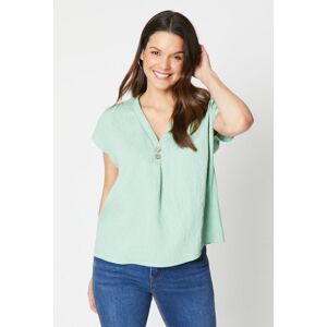 Wallis Womens Petite Button Detail Tee - Sage - Size: 8