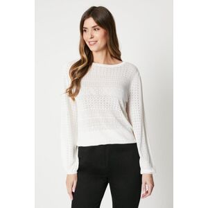 Wallis Womens Pointelle Detail Crew Neck Jumper - Ivory - Size: L