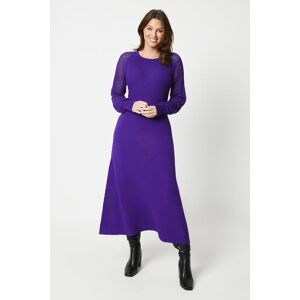 Wallis Womens Pointelle Crew Neck Knitted Midi Dress - Purple - Size: L