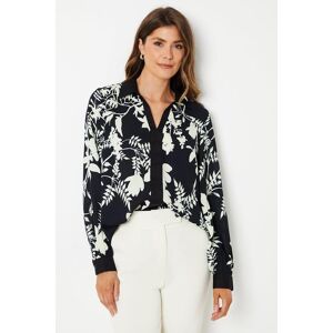 Wallis Womens Printed Contrast Tipping Overhead Shirt - Black - Size: 16