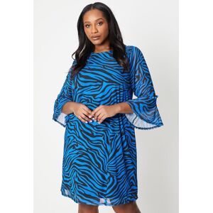 Wallis Womens Curve Print Mesh Flutter Tunic Dress - Blue - Size: 20