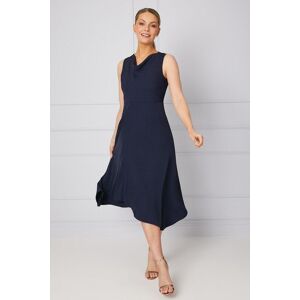 Wallis Womens Occasion Tailored Cowl Neck Formal Midi Dress - Navy - Size: 22