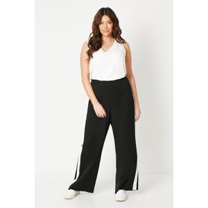 Wallis Womens Curve Side Stripe Elastic Straight Leg Trouser - Black - Size: 22